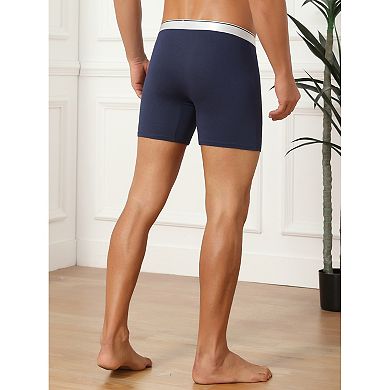 2 Packs Stretch Waistband Boxer Brief for Men's Comfortable Above Knee Solid Underwear
