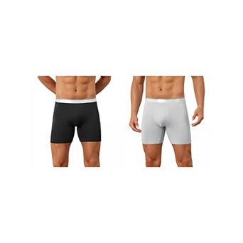 2 Packs Stretch Waistband Boxer Brief for Men's Comfortable Above Knee Solid Underwear