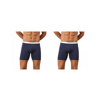 2 Packs Stretch Waistband Boxer Brief for Men's Comfortable Above Knee Solid Underwear