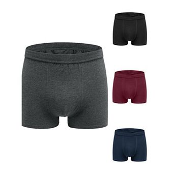 4 Packs Boxer Brief for Men's Big & Tall Stretch Waistband Comfortable Mid-Waisted Underwear