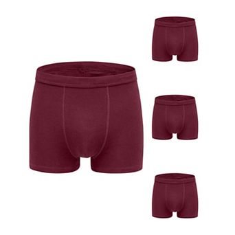 4 Packs Boxer Brief for Men's Big & Tall Stretch Waistband Comfortable Mid-Waisted Underwear
