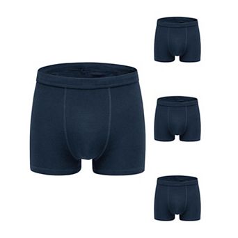 4 Packs Boxer Brief for Men's Big & Tall Stretch Waistband Comfortable Mid-Waisted Underwear