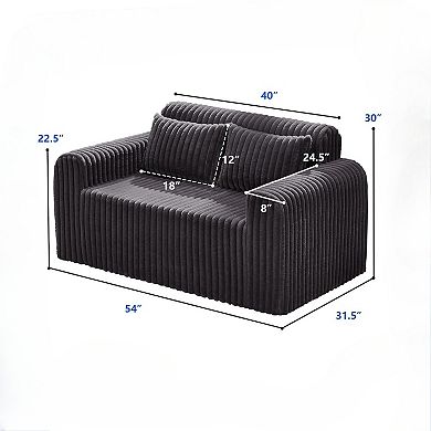 AKSZRI 2-Seater Foam Loveseat with Removable Cover-Furry Sofa with Pillows for Small Spaces