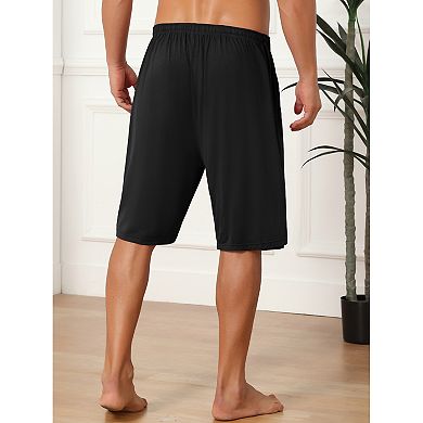 2 Packs Sleepwear Bottom for Men's Comfortable Solid Color Lounge Drawstring Pajama Shorts