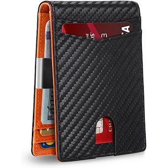 KSIZUIS Money Clip Wallet - Slim Leather Bifold with ID Window & RFID Blocking, Holds 12 Cards