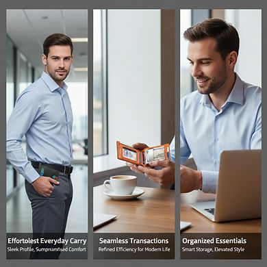 KSIZUIS Money Clip Wallet - Slim Leather Bifold with ID Window & RFID Blocking, Holds 12 Cards