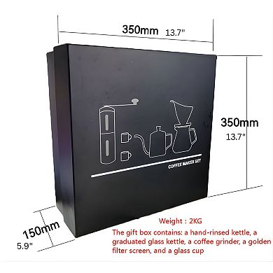 All-in-One Pour-Over Coffee Brewing Set with Manual Grinder, Gooseneck Kettle, Glass Carafe, Dripper
