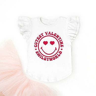 SmileyWorld Cutest Valentine Circle - Flutter Sleeve Graphic T-Shirt