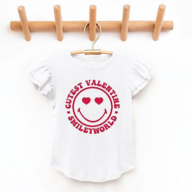 SmileyWorld Cutest Valentine Circle - Flutter Sleeve Graphic T-Shirt