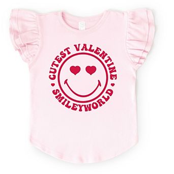 SmileyWorld Cutest Valentine Circle - Flutter Sleeve Graphic T-Shirt