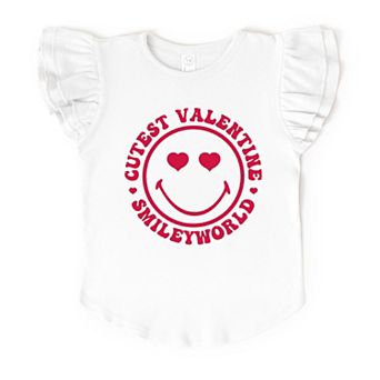 SmileyWorld Cutest Valentine Circle - Flutter Sleeve Graphic T-Shirt