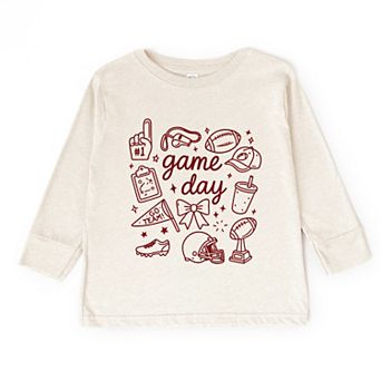 Game Day Football Sketched Collage - Toddler Long Sleeve Graphic Tee