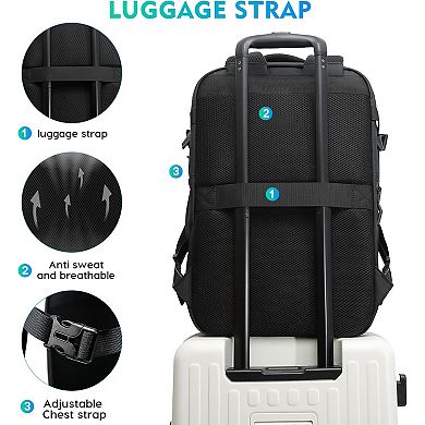 AKSZRI Travel Backpack with TSA Lock - Holds 15.6" Laptop, Flight Approved & Anti-Theft