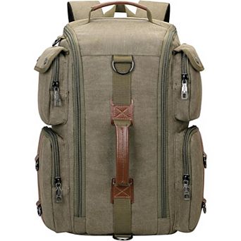 AKSZRI Travel Backpack for Men and Women - Canvas Carry-On Duffel Bag Fits 17" Laptop