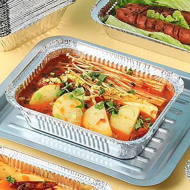 Great Ambitions 50-Pack 8.5"x6" Aluminum Pans with Lids, Disposable Takeout Containers