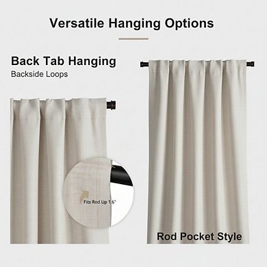 KSIZUIS Professional Blackout Linen Curtains - 108” Long Thermal Insulated Set, Back Tab/Rod Pocket