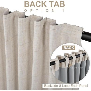 KSIZUIS Professional Blackout Linen Curtains - 108” Long Thermal Insulated Set, Back Tab/Rod Pocket