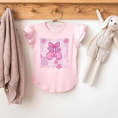 Breast Cancer Boxing Gloves - Flutter Sleeve Graphic T-Shirt