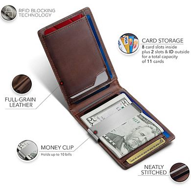 KSIZUIS Slim Money Clip Wallet - Minimalist Front Pocket Bifold with RFID Blocking