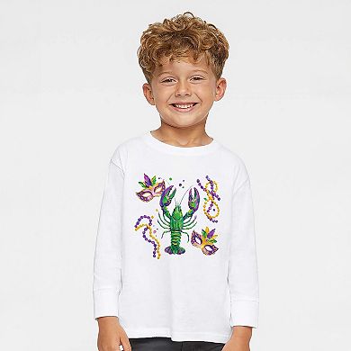 Mardi Gras Lobster Masks - Toddler Long Sleeve Graphic Tee
