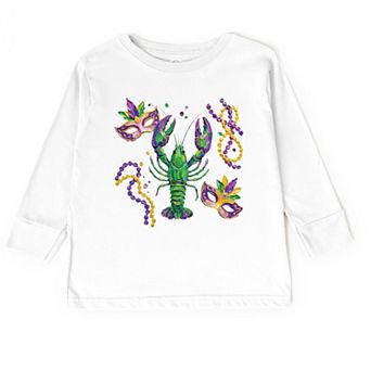 Mardi Gras Lobster Masks - Toddler Long Sleeve Graphic Tee