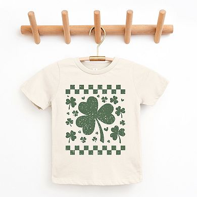 Clovers Checkered Distressed - Youth Short Sleeve Graphic T-Shirt