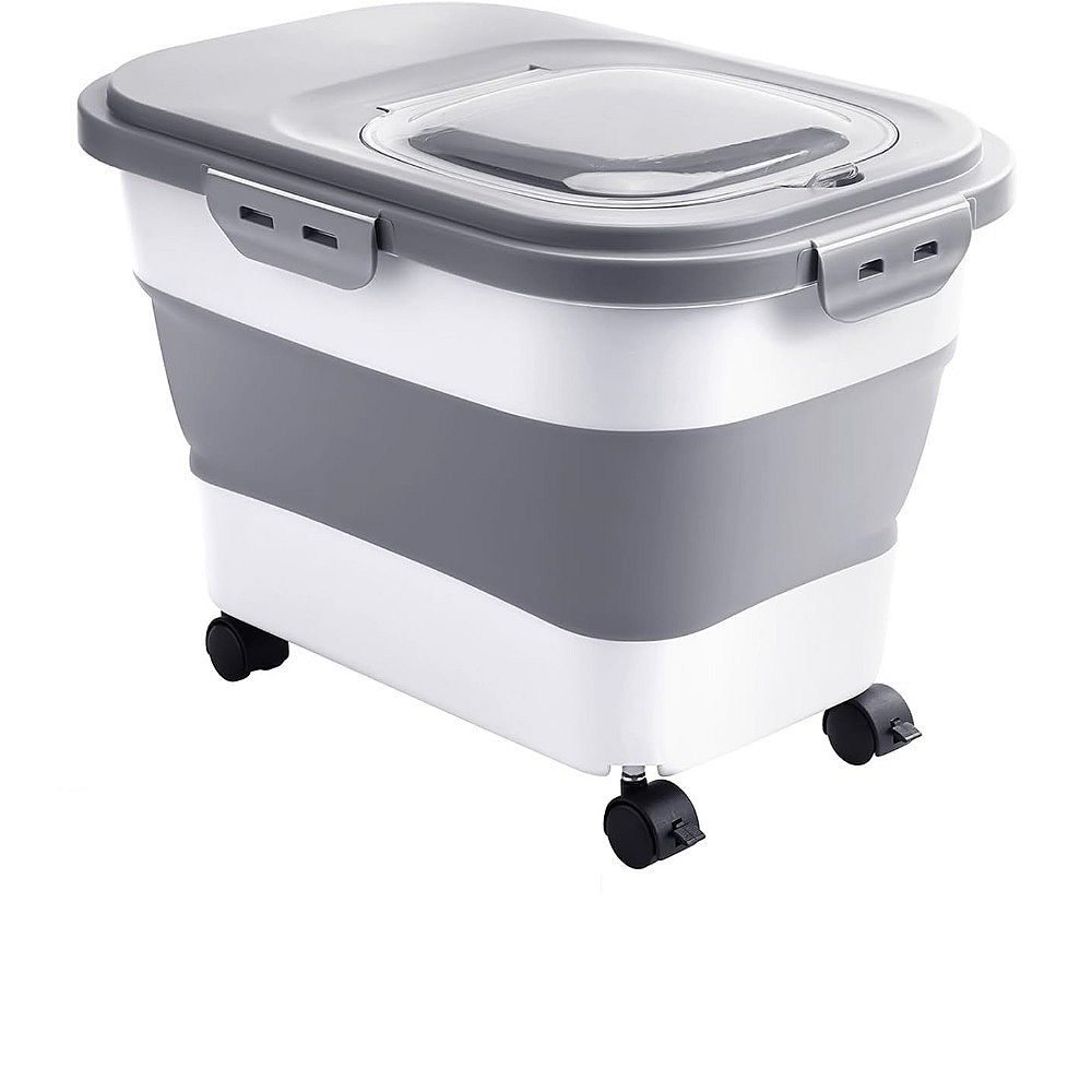 Collapsible 20-30Lbs Food Storage Container with Wheels,Airtight Lid ...