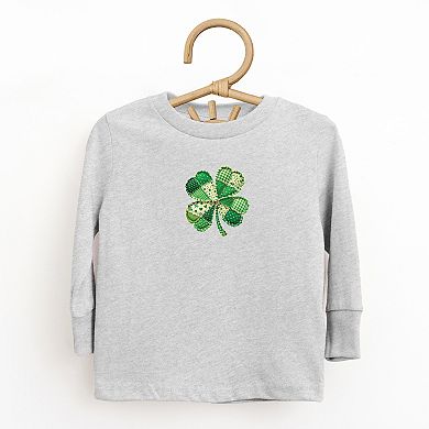 Four Leaf Clover Patchwork Print - Toddler Long Sleeve Graphic Tee