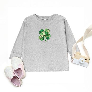 Four Leaf Clover Patchwork Print - Toddler Long Sleeve Graphic Tee