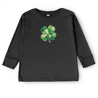 Four Leaf Clover Patchwork Print - Toddler Long Sleeve Graphic Tee