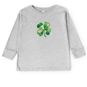 Four Leaf Clover Patchwork Print - Toddler Long Sleeve Graphic Tee