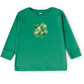 Four Leaf Clover Patchwork Print - Toddler Long Sleeve Graphic Tee