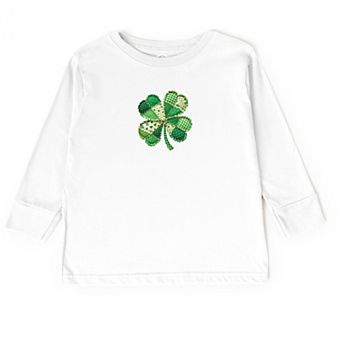 Four Leaf Clover Patchwork Print - Toddler Long Sleeve Graphic Tee