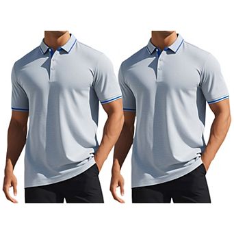 2 Packs Men's Polo Shirts Short Sleeves Classic Regular Fit Business Summer Golf Shirt
