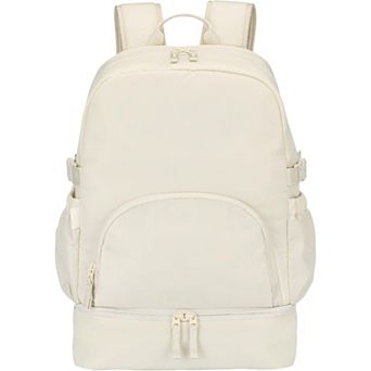 AKSZRI 2-in-1 Backpack&Insulated Lunch Bag-Lightweight, Water-Resistant, Laptop Sleeve, Bone Color