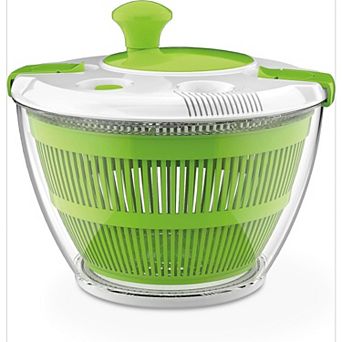 Large Spin Stop Salad Spinner- Wash, Spin & Dry Salad Greens, Fruits & Vegetables, 5-qt