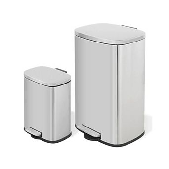 13 +2.1 Gal./50+8 Liter Oval Shape Stainless Steel Step-on Trash Can for Kitchen and Bathroom