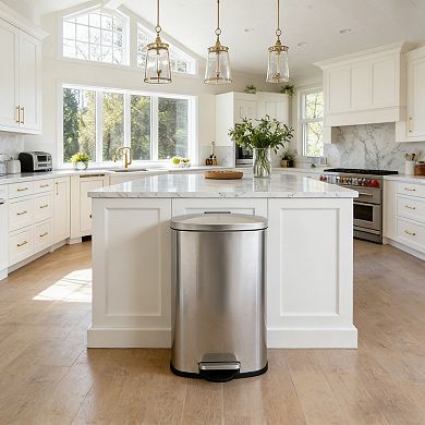 13 +2.1 Gal./50+8 Liter Oval Shape Stainless Steel Step-on Trash Can for Kitchen and Bathroom