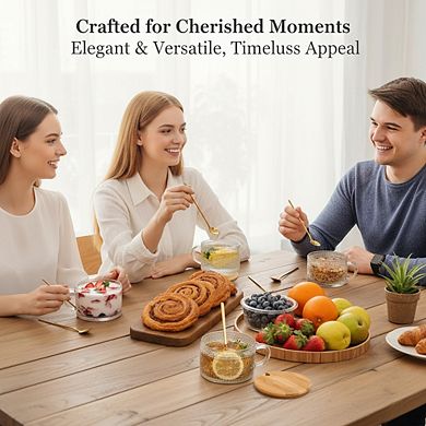 Coffee Bar Accessories Set Glass Mugs with Lids and Included Spoons