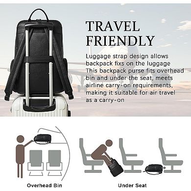 AKSZRI 17" Leather Laptop Backpack for Women-Computer Backpack Purse for Travel, College&Work