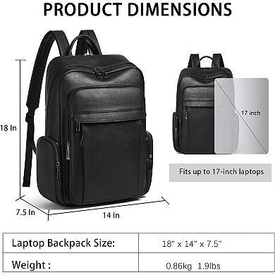 AKSZRI 17" Leather Laptop Backpack for Women-Computer Backpack Purse for Travel, College&Work