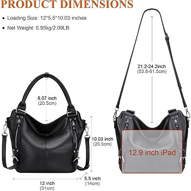 AKSZRI Leather Hobo Handbag for Women - Shoulder Bag & Tote Purse