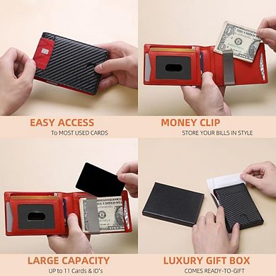 KSIZUIS Novelty Gift Set - Slim RFID Blocking Bifold Wallet with 11 Card Slots for Front Pocket