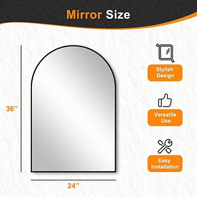 KSIZUIS Modern Arched Wall Mirror - 24"x36" Black for Bathroom Vanity, Bedroom & Living Room