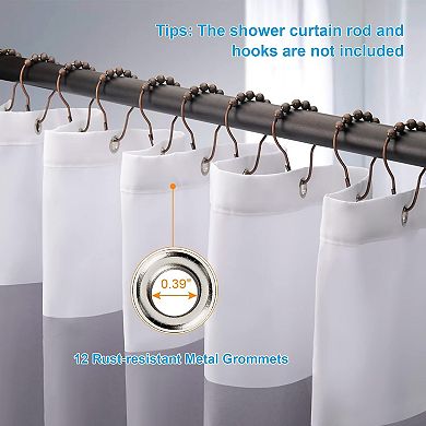 Grey and White Shower Curtain Fabric, Striped Shower Curtain Cloth , 72" W x 72" H