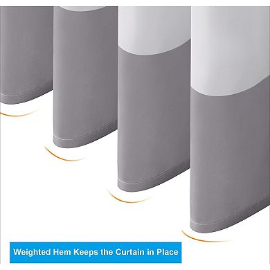 Grey and White Shower Curtain Fabric, Striped Shower Curtain Cloth , 72" W x 72" H