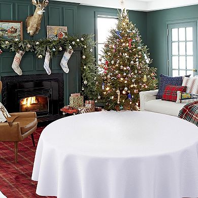 Round Tablecloths 90", White Water Resistant Table Cloths Circle Folding Table Covers Linen