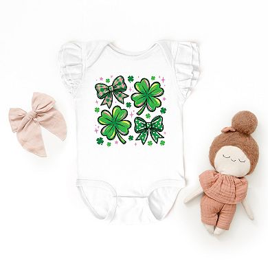 Clover Stars Coquette - Baby Flutter Sleeve Bodysuit
