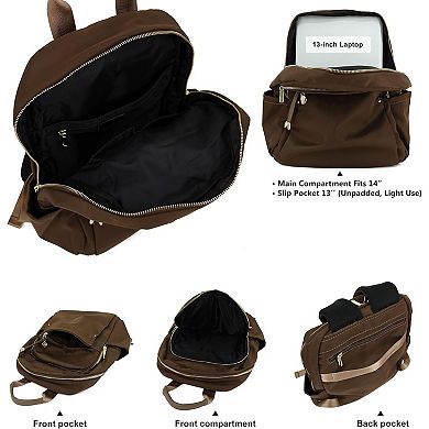 AKSZRI Women's Nylon Backpack -Water-Resistant Daypack for College&Travel,Fits 14"Laptop