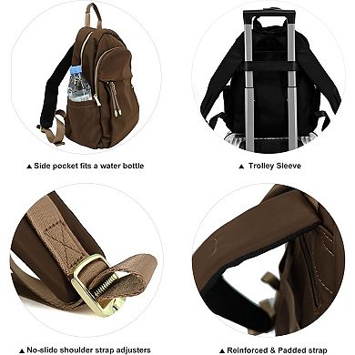 AKSZRI Women's Nylon Backpack -Water-Resistant Daypack for College&Travel,Fits 14"Laptop